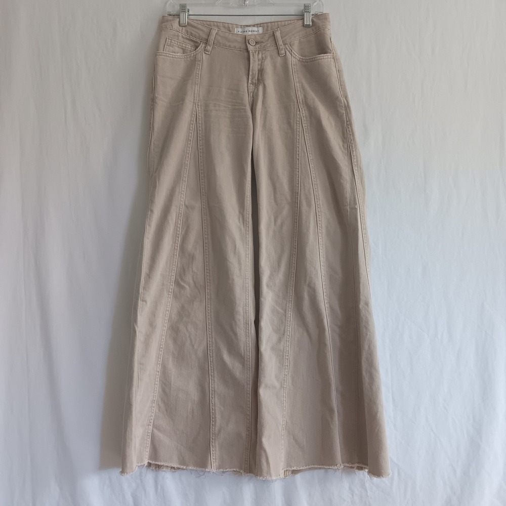 Flying Monkey Jeans Womens Boho 25 *30x31 ECU Wide Leg Raw Hem Paneled Seam